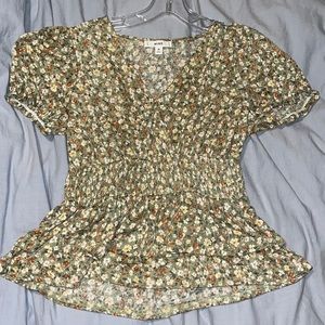 sage green floral top